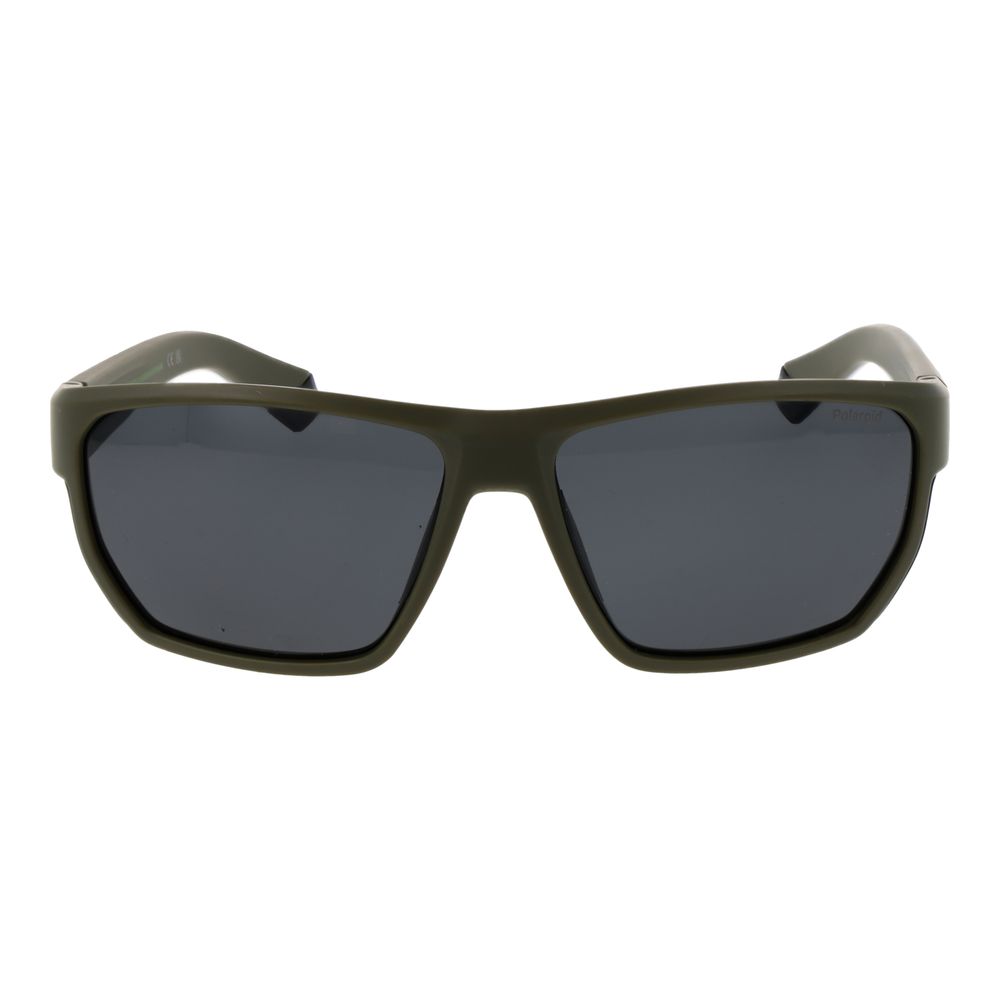 Polaroid Men’s Bicolor Sunglasses – Green Plastic Frame, Grey Lenses