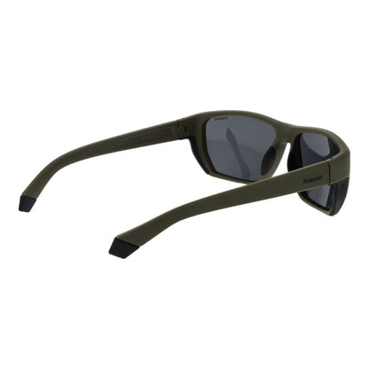 Polaroid Men’s Bicolor Sunglasses – Green Plastic Frame, Grey Lenses