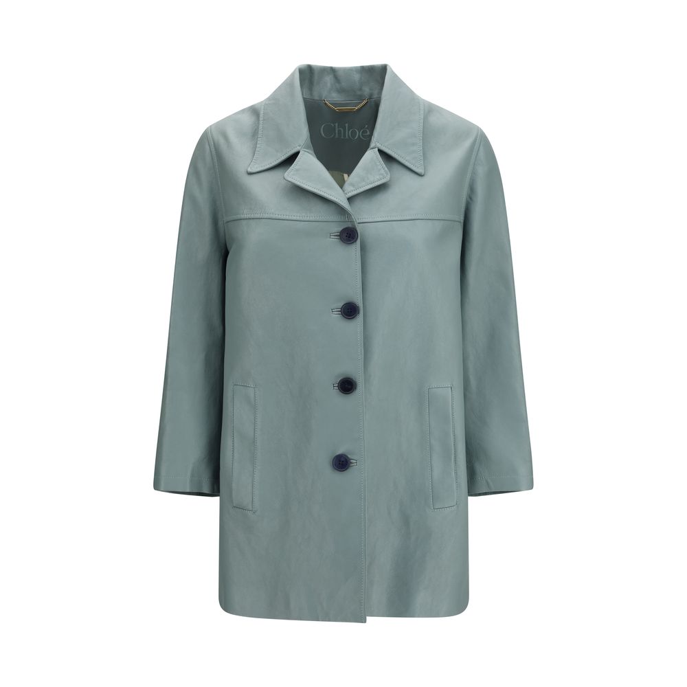 Chloé Blue Lambskin Leather Jacket