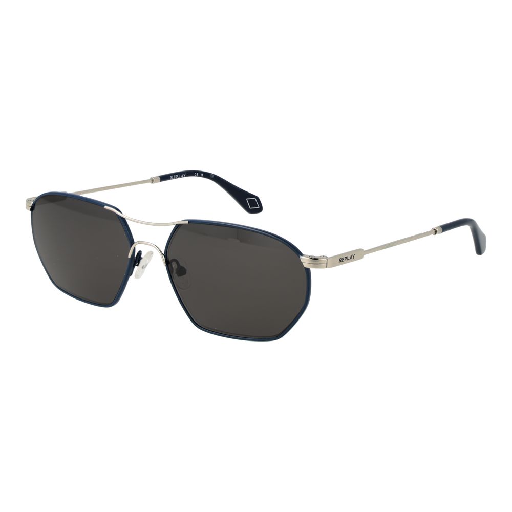 Replay Men's Sunglasses – Silver Metal Frame, Grey Lenses