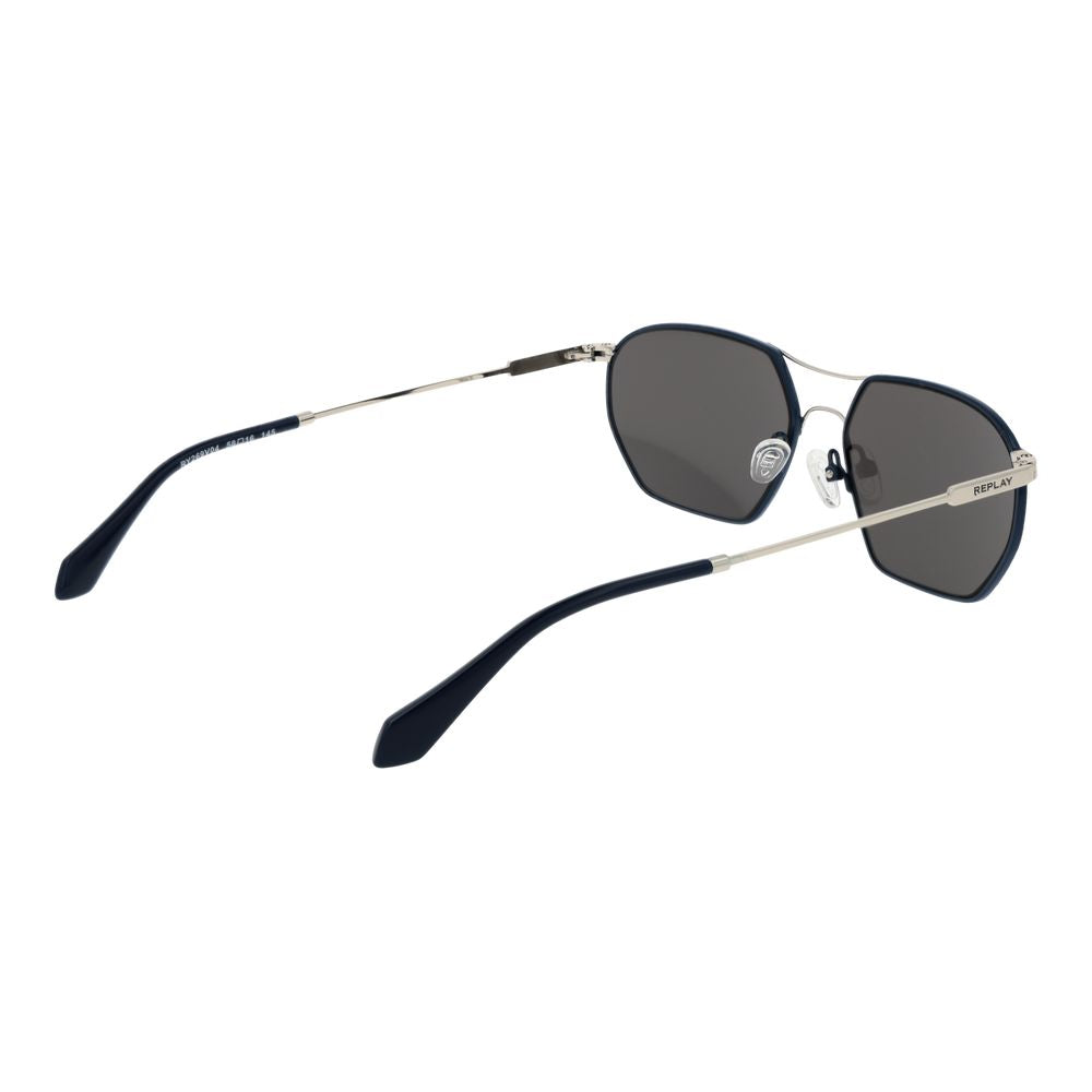 Replay Men's Sunglasses – Silver Metal Frame, Grey Lenses