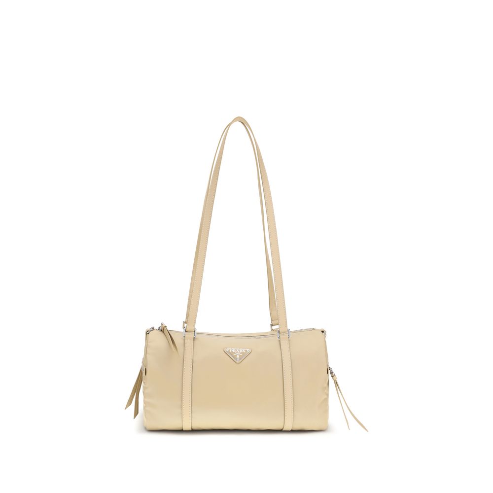 Prada Beige Large Re-Nylon and Saffiano Shoulder Bag