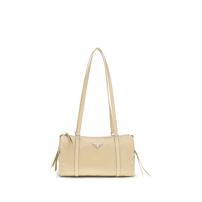 Prada Beige Large Re-Nylon and Saffiano Shoulder Bag
