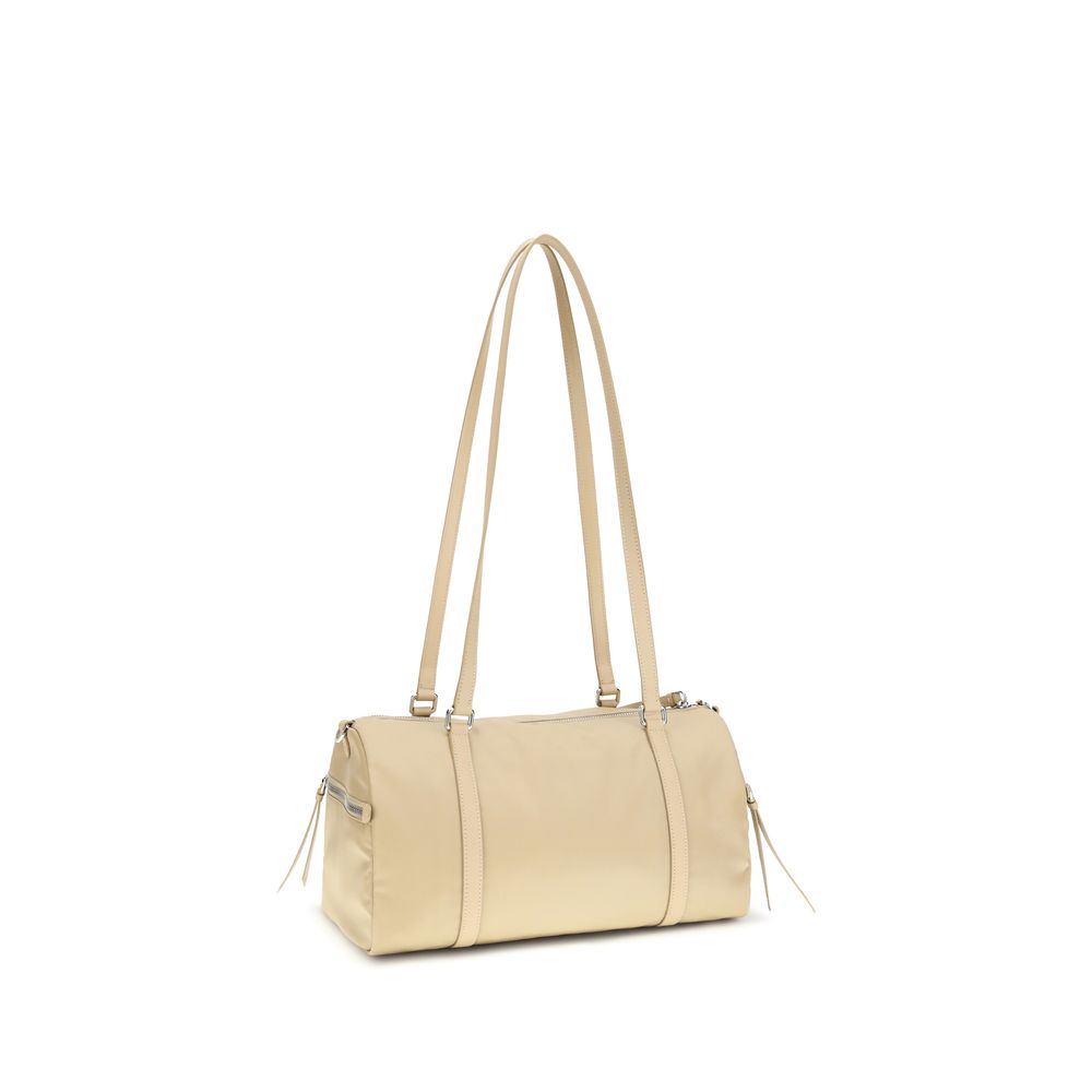 Prada Beige Large Re-Nylon and Saffiano Shoulder Bag