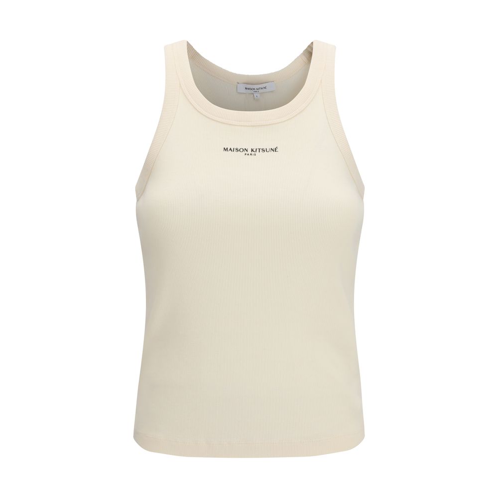 Maison Kitsuné Beige Cotton Sleeveless T-Shirt