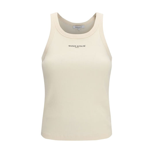 Maison Kitsuné Beige Cotton Sleeveless T-Shirt