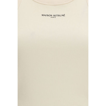 Maison Kitsuné Beige Cotton Sleeveless T-Shirt
