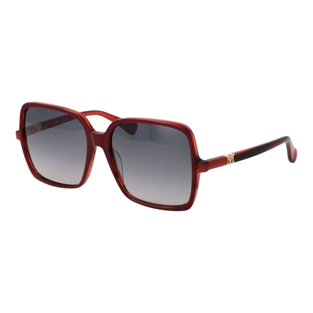 Max Mara Women’s Sunglasses – Burgundy Square Frame, Grey Gradient Lenses