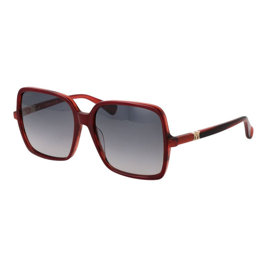 Max Mara Women’s Sunglasses – Burgundy Square Frame, Grey Gradient Lenses