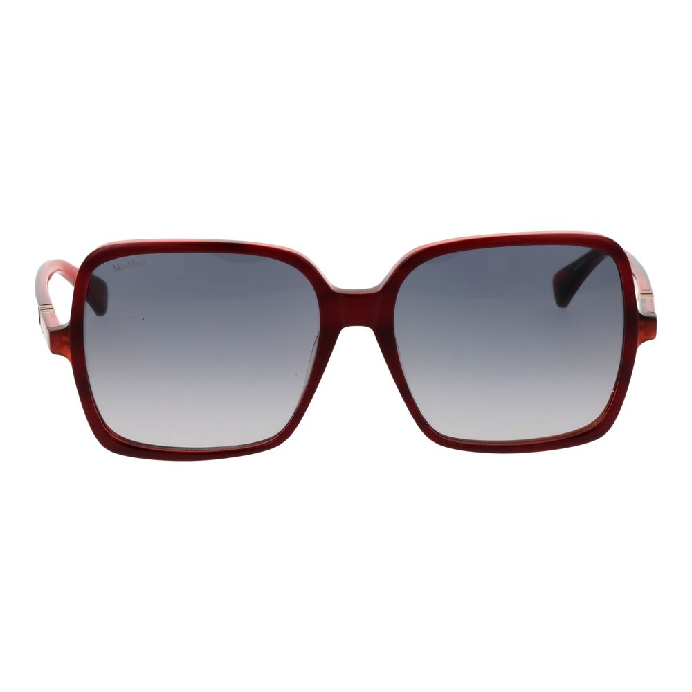 Max Mara Women’s Sunglasses – Burgundy Square Frame, Grey Gradient Lenses