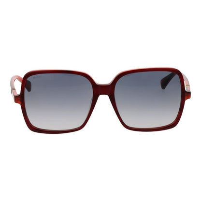 Max Mara Women’s Sunglasses – Burgundy Square Frame, Grey Gradient Lenses