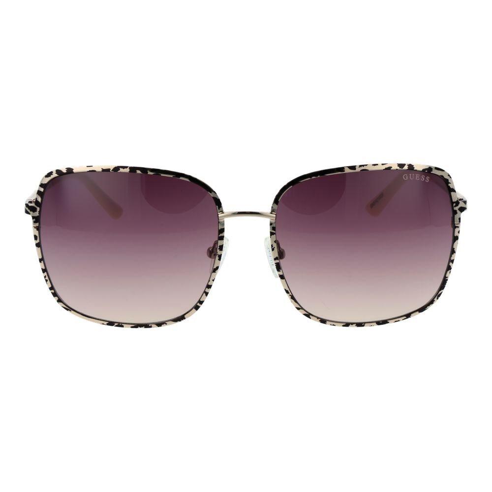 Guess Women’s Sunglasses – Gold Square Frame, Purple Gradient Lenses