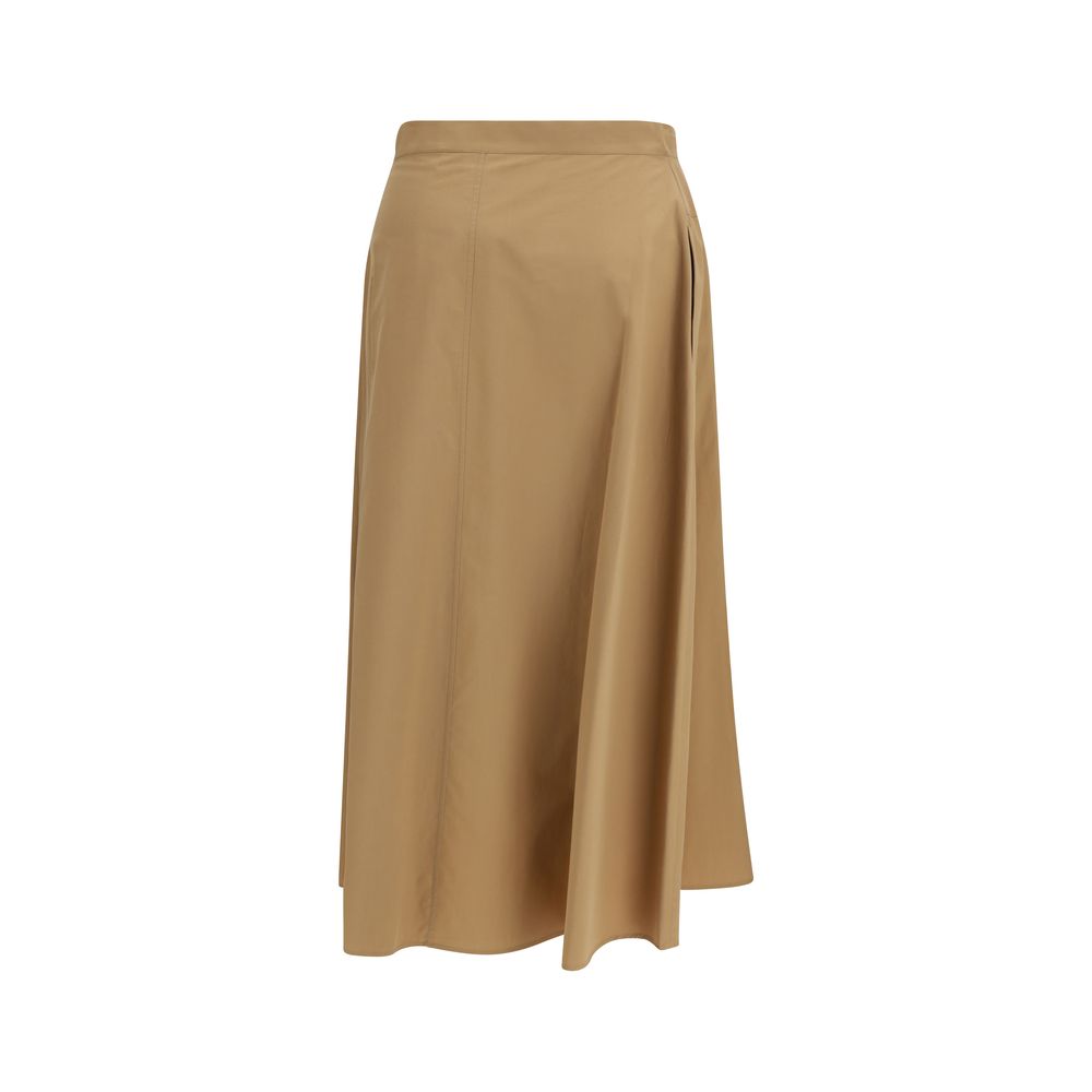 Max Mara Beige Cotton Midi Skirt - Zattera Collection