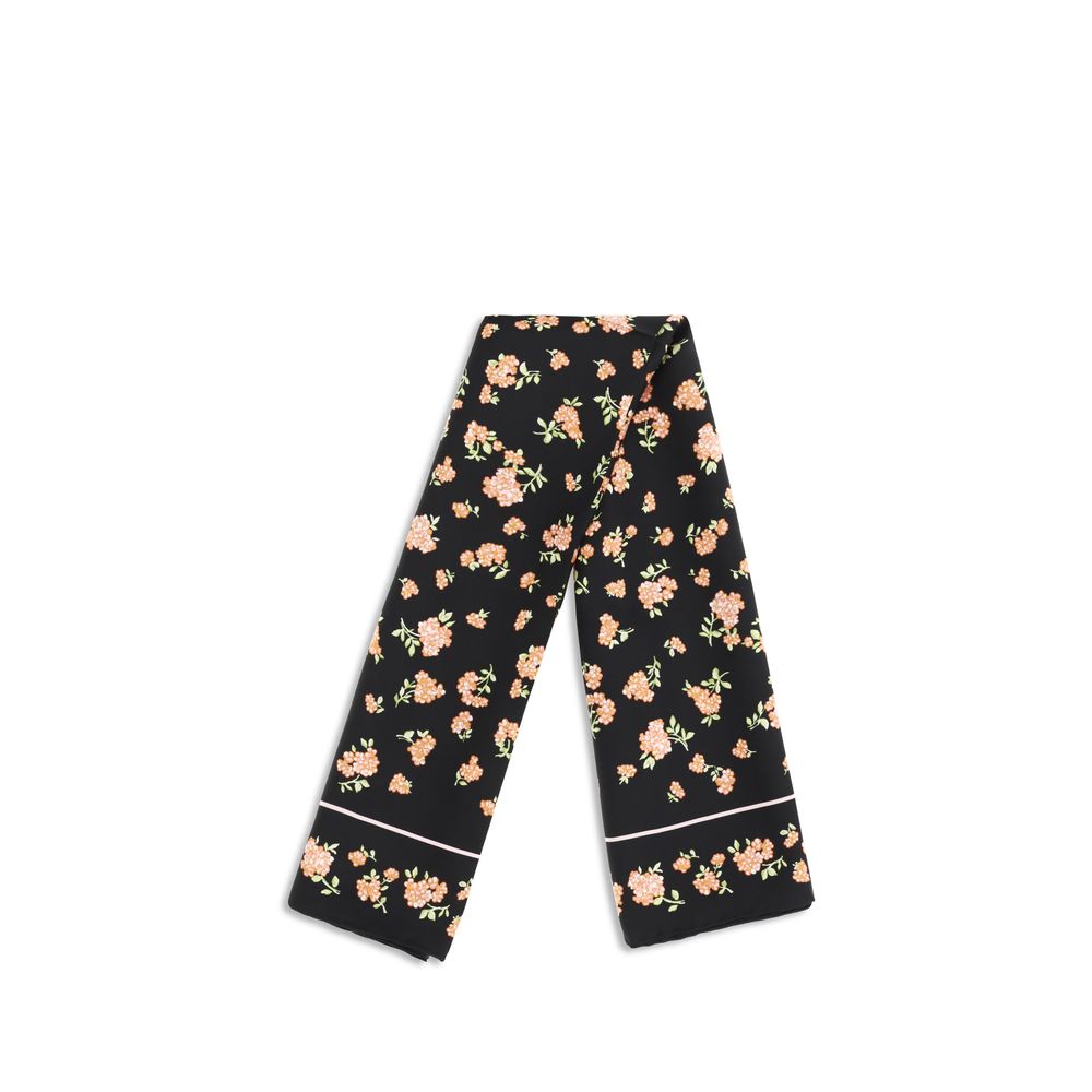 Valentino Garavani Black Silk Scarf - Mazzetto Coriandolo Print