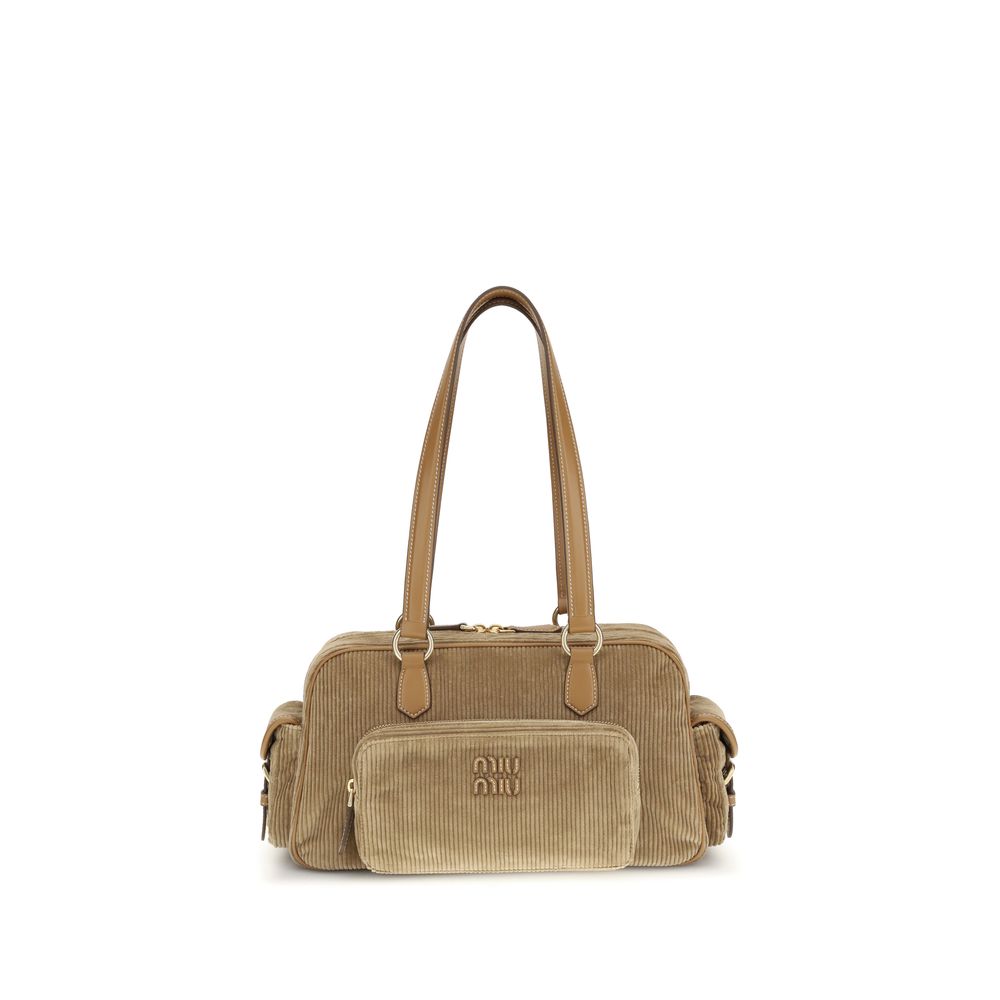 Miu Miu Beige Cotton Shoulder Bag: A Chic Blend of Retro and Modern