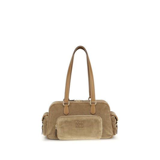 Miu Miu Beige Cotton Shoulder Bag: A Chic Blend of Retro and Modern