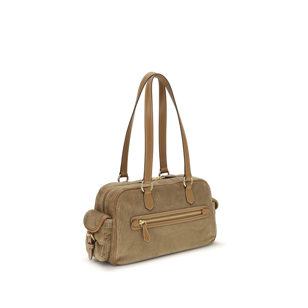 Miu Miu Beige Cotton Shoulder Bag: A Chic Blend of Retro and Modern