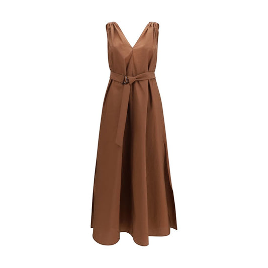 Brunello Cucinelli Brown Cotton Poplin Dress