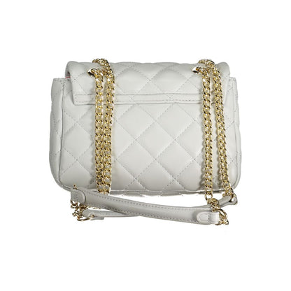 Mario Valentino Gray Faux Leather Shoulder Bag with Chain Strap