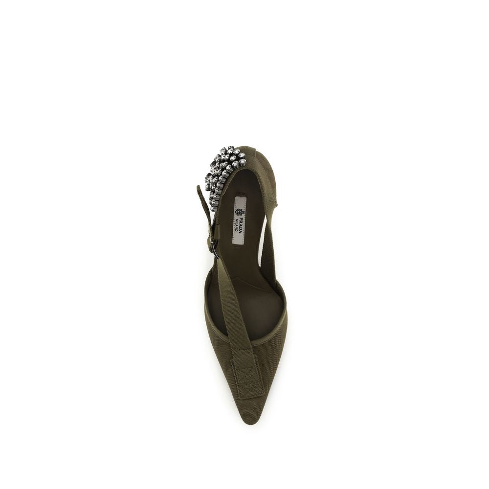 Prada Army Green Canvas Pump