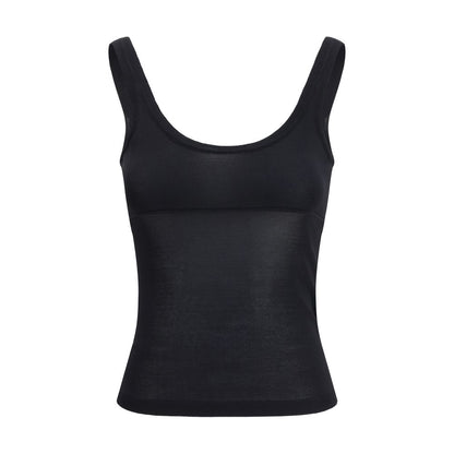 Max Mara Biada Wide Neckline Top in Black Viscose