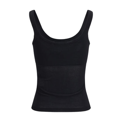 Max Mara Biada Wide Neckline Top in Black Viscose