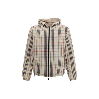 Burberry Beige & Check Reversible Hooded Jacket
