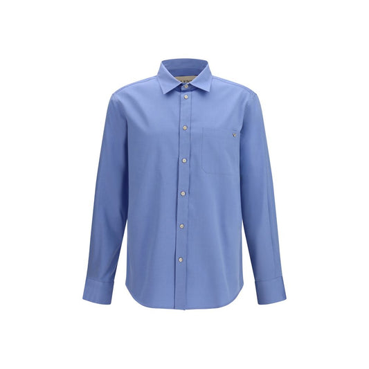 Valentino Blue Cotton Shirt with VGold Detail