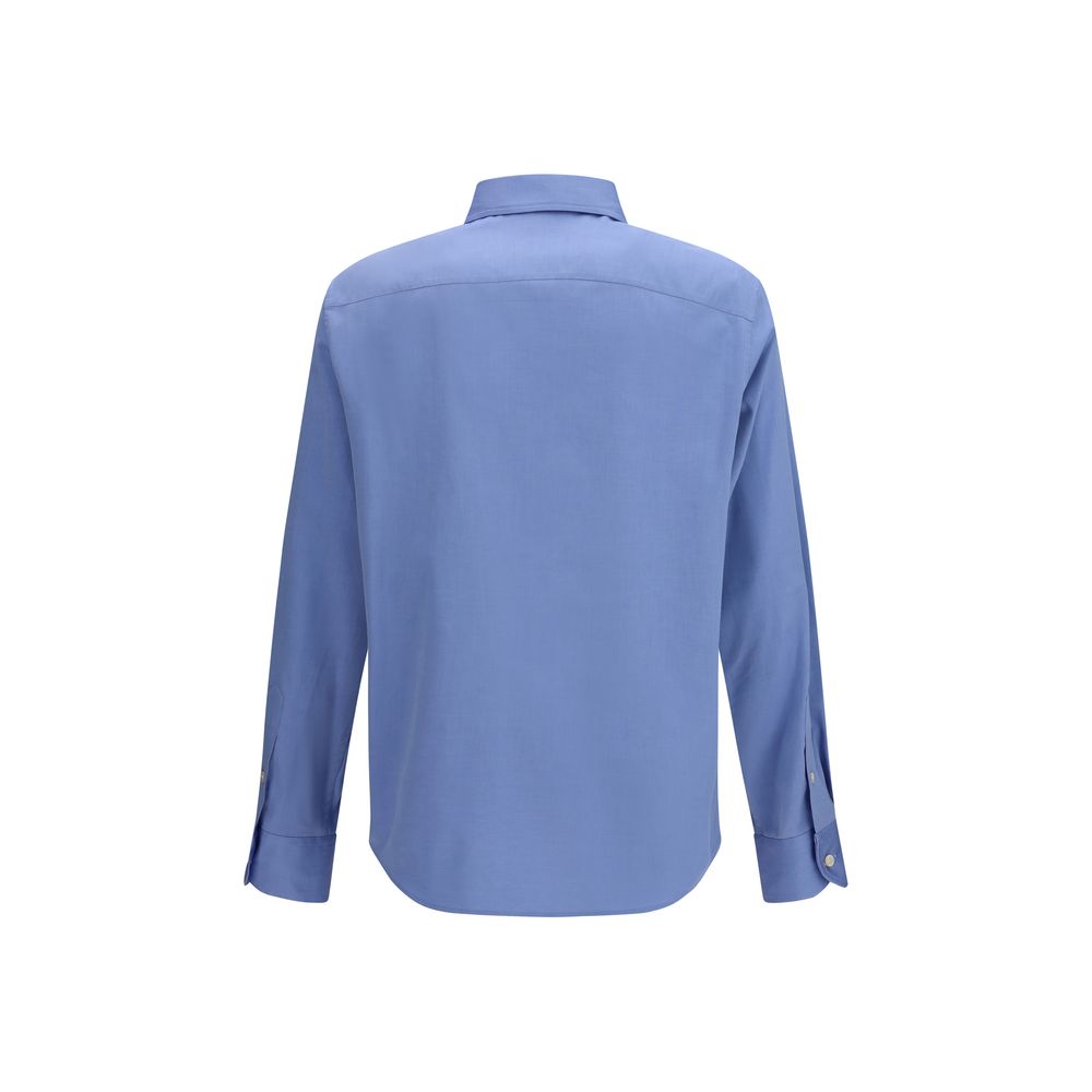 Valentino Blue Cotton Shirt with VGold Detail