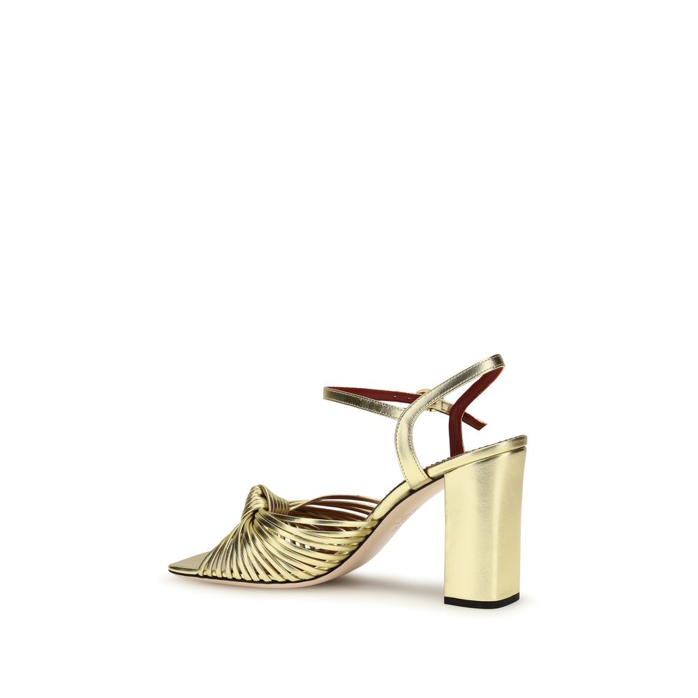 Valentino Garavani Gold Annet Metallic Leather Sandals