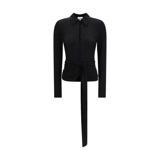 Ganni Black Recycled Polyester Marl Mesh Shirt