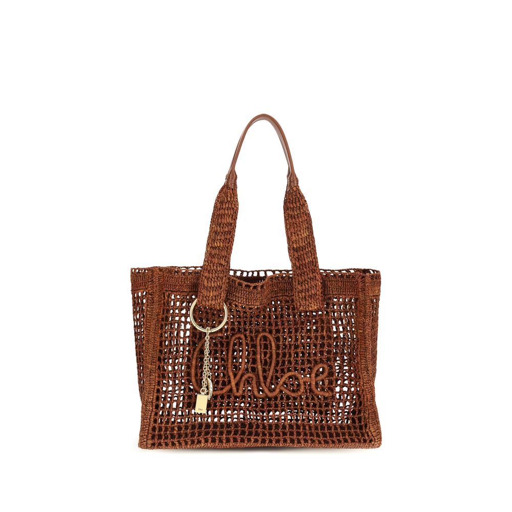 Chloé East-West Summer Banana Raffia Tote Bag