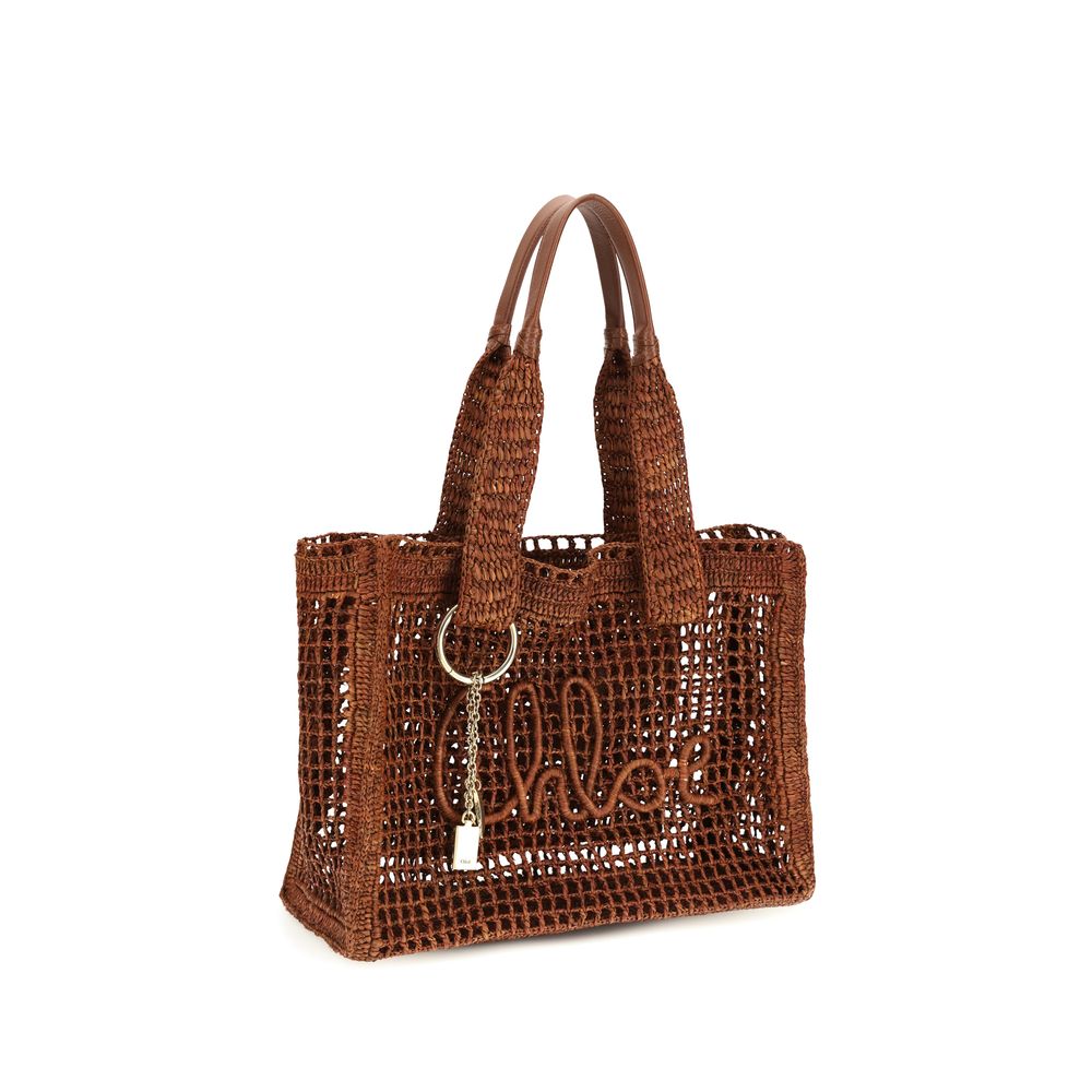 Chloé East-West Summer Banana Raffia Tote Bag