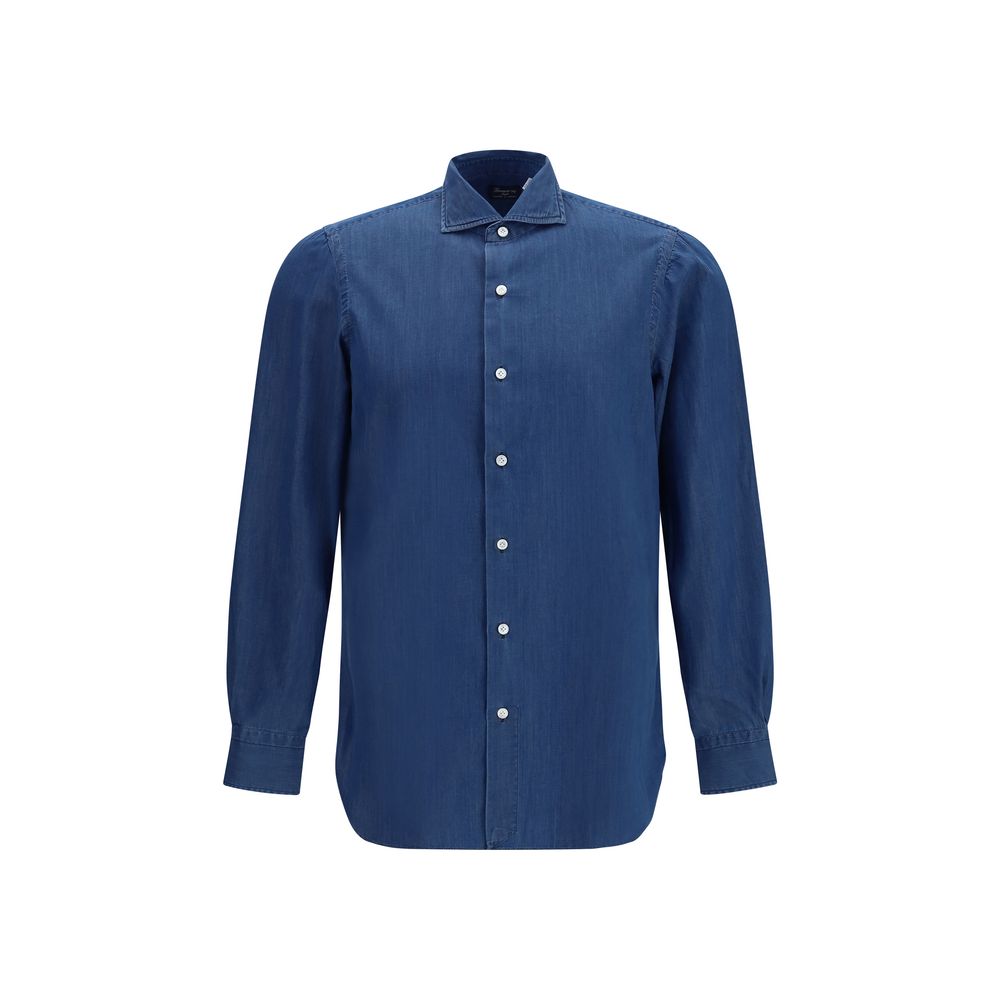 Finamore Blue Cotton Shirt – Napoli Model