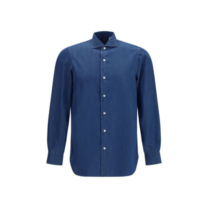 Finamore Blue Cotton Shirt – Napoli Model