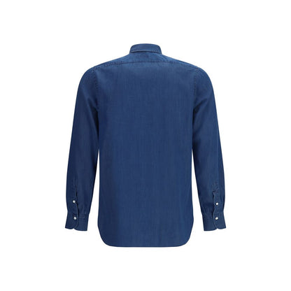 Finamore Blue Cotton Shirt – Napoli Model