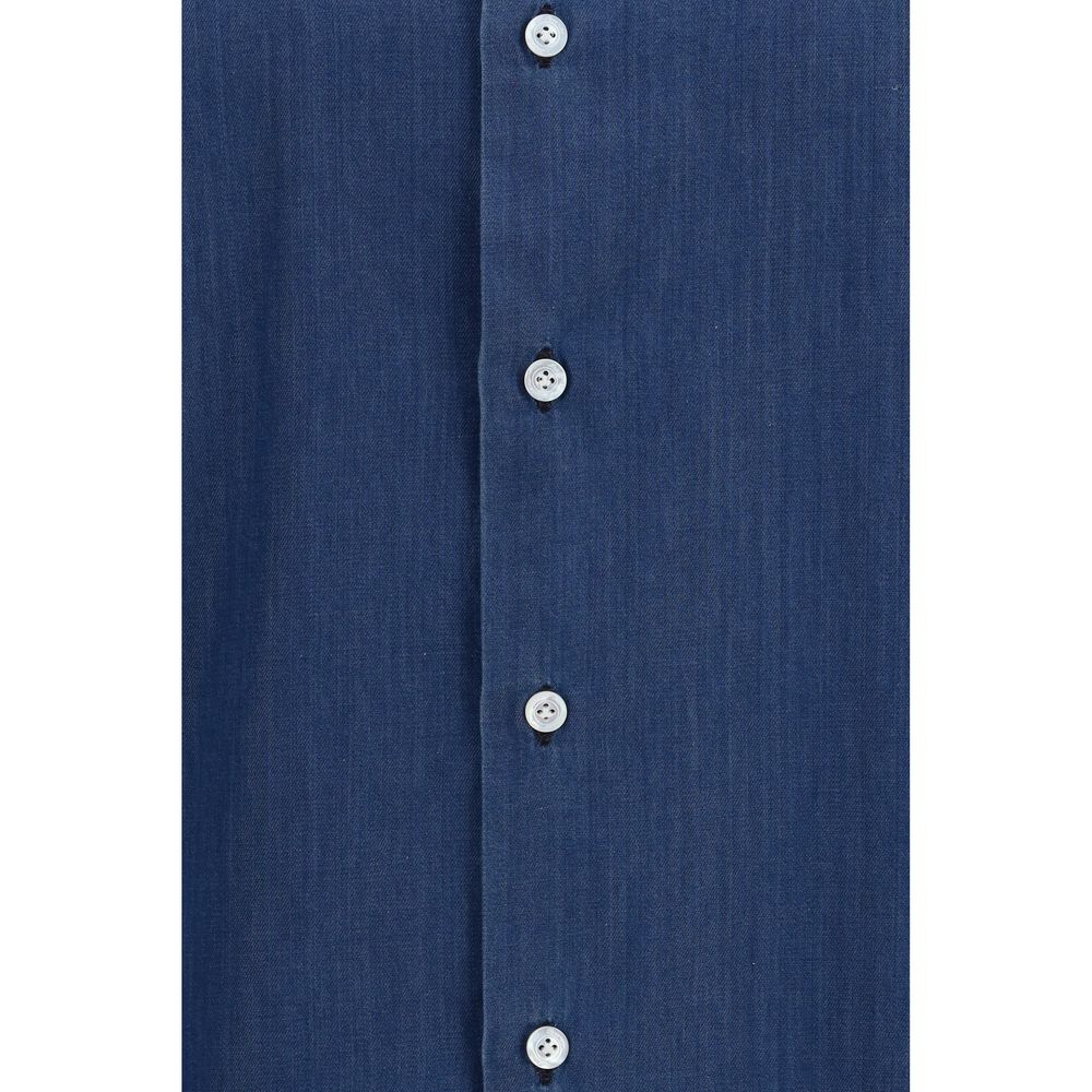 Finamore Blue Cotton Shirt – Napoli Model