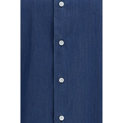 Finamore Blue Cotton Shirt – Napoli Model