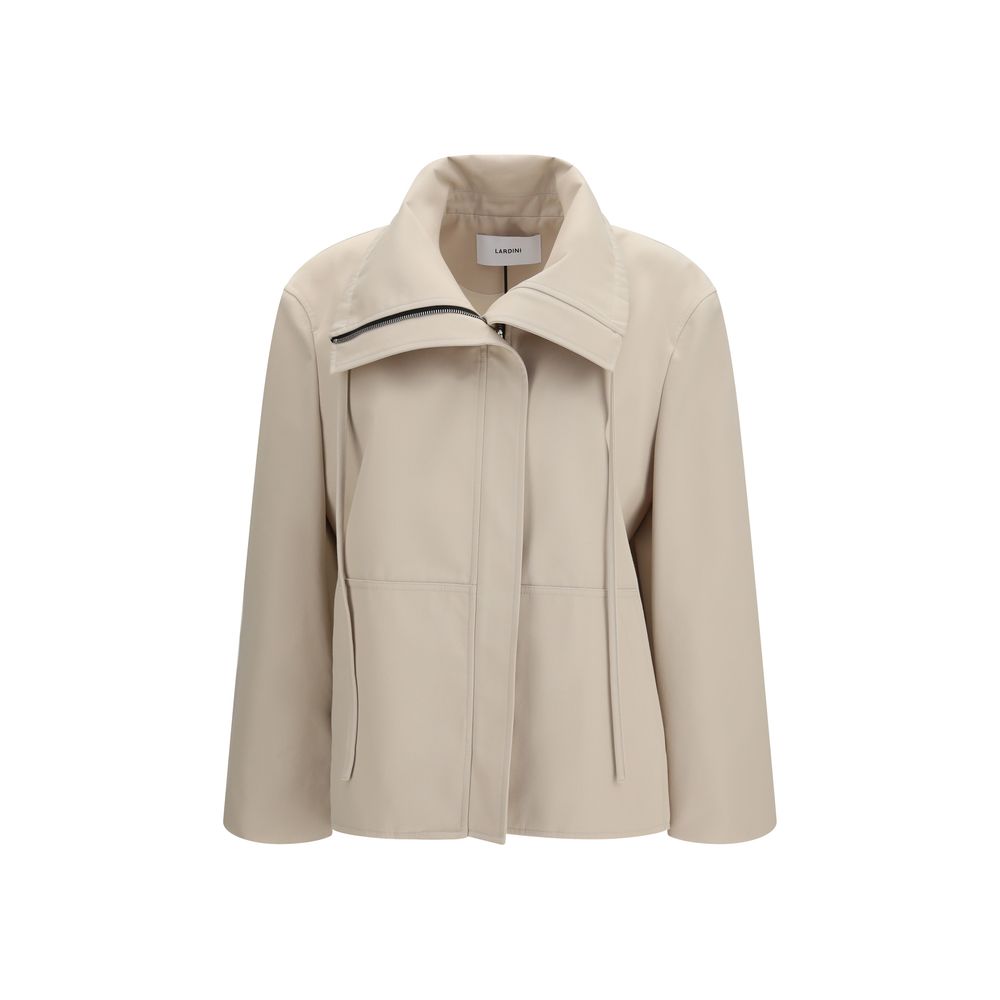 Lardini Beige High-Neck Polyester Coat