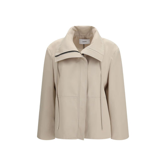 Lardini Beige High-Neck Polyester Coat