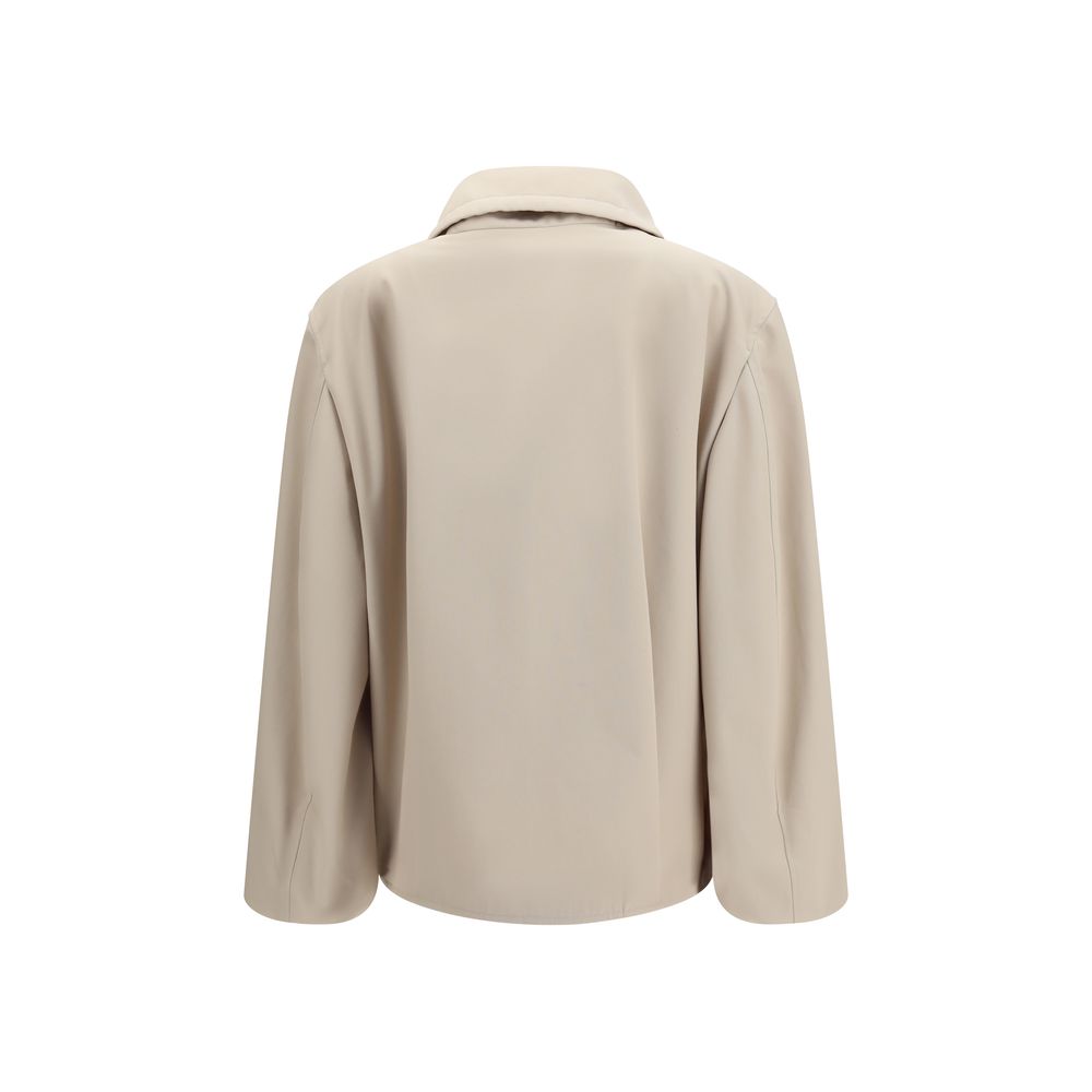 Lardini Beige High-Neck Polyester Coat