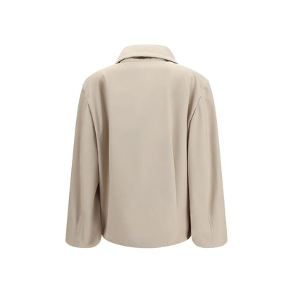 Lardini Beige High-Neck Polyester Coat