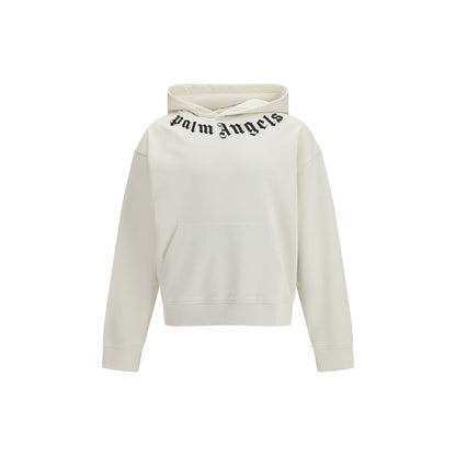 Palm Angels White Cotton Sweatshirt with Neck Logo