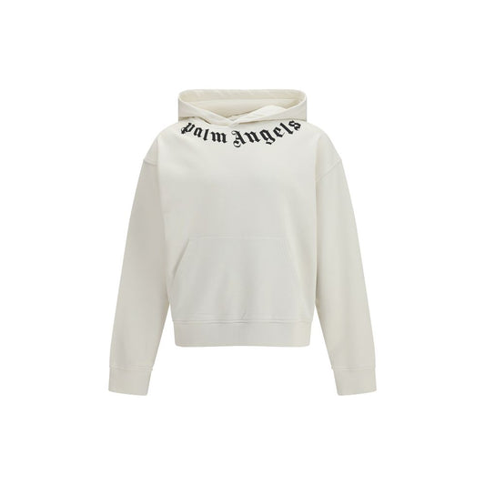 Palm Angels White Cotton Sweatshirt with Neck Logo