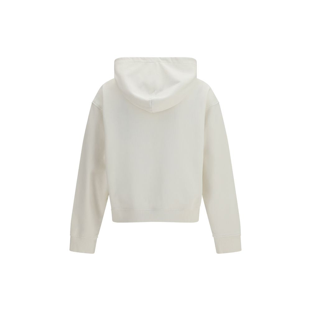 Palm Angels White Cotton Sweatshirt with Neck Logo