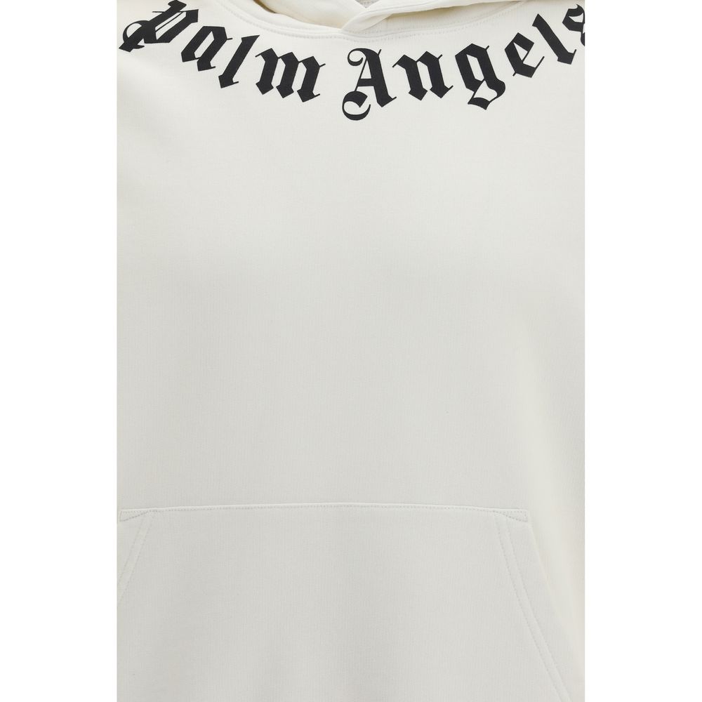 Palm Angels White Cotton Sweatshirt with Neck Logo