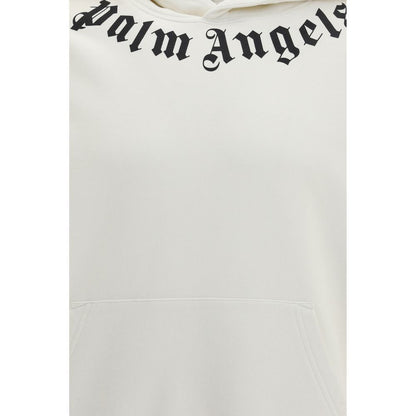 Palm Angels White Cotton Sweatshirt with Neck Logo