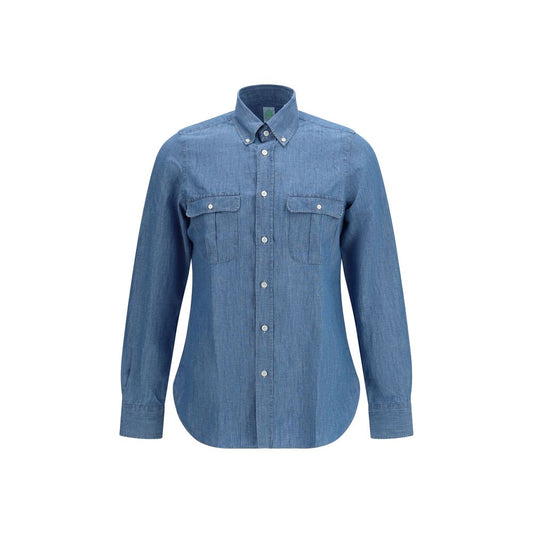 Finamore Blue Cotton Dress Shirt - Zurigo Model