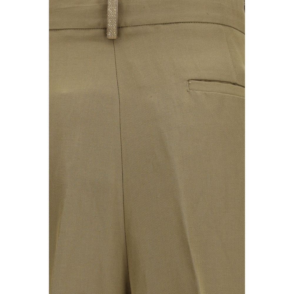 Fabiana Filippi Beige Viscose Knee Length Pleated Pants