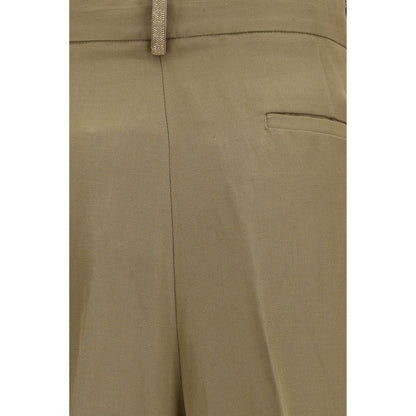 Fabiana Filippi Beige Viscose Knee Length Pleated Pants